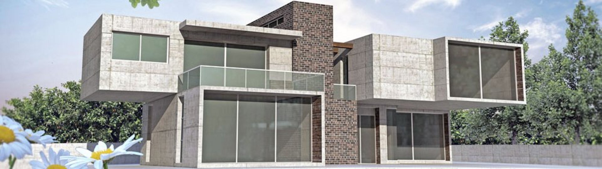 Bild eines Hauses mit vielen Fenster und Türen